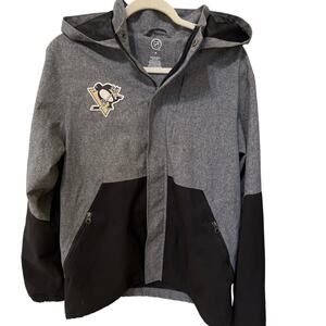 NHL Pittsburgh Penguins Full Zip Black & Gray Jacket Coat Men's Size Medium